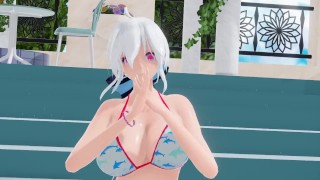 MMD Haku Lamb Big boobs bouncing strip dance