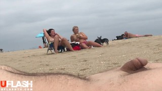 Beach dickflash #17 with cumshot and mlifs Reaction