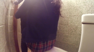 Hidden camera.Teacher fucks student in school toilet.