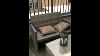 Quick blowjob from hot horny girlfriend on the balcony AMWF